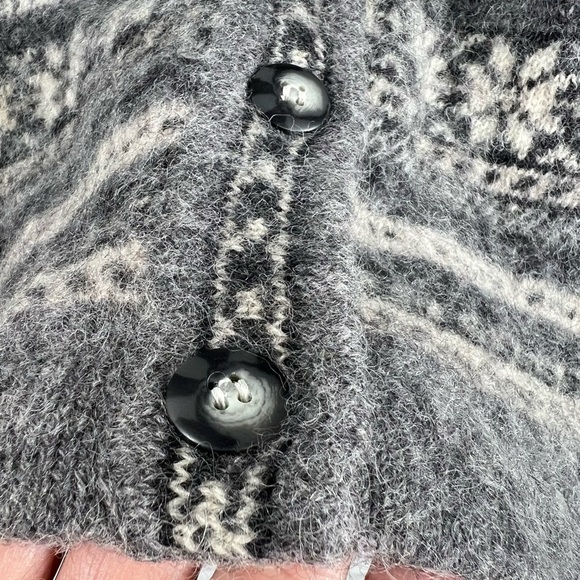 Vintage KOBE Plus Size 1X Shetland Wool Sweater Cardigan Fair Isle Snowflake - Picture 5 of 7